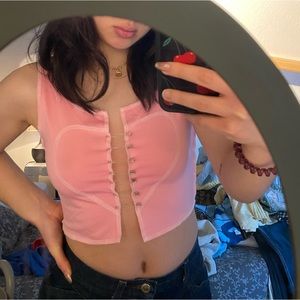 Safety pin heart party top, pink, Size M